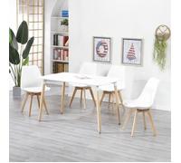 Ensemble Table de Salle à Manger - Design Scandinave - 4 Chaises Blanches - Rectangulaire - Bois - 4 Places