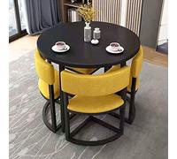 Ensemble table de salle à manger et chaises rondes de 80 cm pour café, conférence, formation, réception, petit appartement, étude, balcon, cuisine, bureau, salon