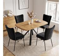 Ensemble table de salle à manger extensible avec 4 chaises élégantes en velours, réglable de 120 à 160 cm, design moderne et peu encombrant pour salle à manger, mobilier de maison élégant et