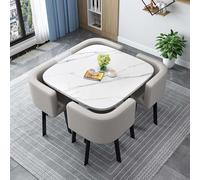 Ensemble table de salle à manger moderne de 90 cm avec 4 chaises - Table de conférence ronde et carrée polyvalente pour la maison et le bureau, et solution fonctionnelle en fourrure