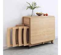 Ensemble table de salle à manger pliable en bois extensible avec 4 chaises, design compact pour cuisine, salle à manger, salon, restaurant - 1,4 m