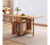 Ensemble table de salle à manger pliable extensible avec tiroir de rangement et 4 à 6 chaises - Table de cuisine mobile pour salle à manger et salon