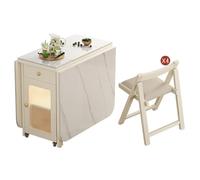 Ensemble table de salle à manger pliante avec 4 chaises, bureau pliable, pas de montage nécessaire, pour cuisine ou salle à manger, finition naturelle, 120 cm