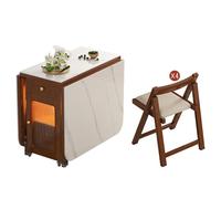 Ensemble table de salle à manger pliante avec 4 chaises, bureau pliable, pas de montage nécessaire, pour cuisine ou salle à manger, finition naturelle, 120 cm