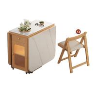 Ensemble table de salle à manger pliante avec 4 chaises, bureau pliable, pas de montage nécessaire, pour cuisine ou salle à manger, finition naturelle, 120 cm