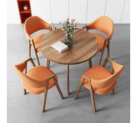 Ensemble table de salle à manger ronde 4 places peu encombrante avec chaises à dossier doux, mobilier moderne pour la maison et le café, orange