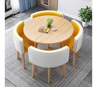 Ensemble table de salle à manger ronde avec 4 chaises à bascule Design compact pour bureau 80 cm/80 cm Table de club moderne pour réception et salle à manger