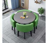 Ensemble table de salle à manger ronde avec 4 chaises à bascule - Gain de place - 90 cm - Idéal pour les clubs, les réceptions et les bureaux - Solution de fourrure