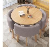 Ensemble table de salle à manger ronde avec 4 chaises à dossier doux, meuble de cuisine peu encombrant, parfait pour les salles de conférence et les petites salles à manger, design élégant et