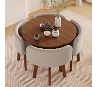 Ensemble table de salle à manger ronde avec 4 chaises, petit bureau de négociation pour salon, cuisine, salon, réception, 80 cm l x 74,9 cm H, gris