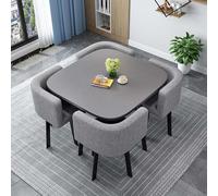 Ensemble table de salle à manger ronde avec 4 chaises pour économiser de l'espace pour les petites pièces, parfait pour le bureau ou les réceptions, ensemble table et chaises de 90 cm