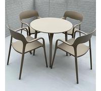 Ensemble table de salle à manger ronde avec chaises, champagne 70 cm / 27.5in, petite table pour bureau, réception, conférence, café, café, balcon, salon