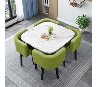 Ensemble table de salle à manger ronde carrée avec 4 chaises - Table de cuisine compacte pour petits espaces, balcon et salle à manger - 80 cm