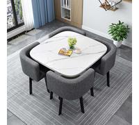 Ensemble table de salle à manger ronde carrée avec 4 chaises - Table de cuisine compacte pour petits espaces, balcon et salle à manger - 80 cm
