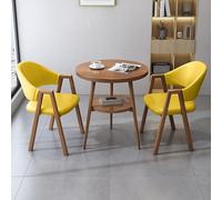 Ensemble table de salle à manger ronde de 60 cm avec 2 chaises - Mobilier peu encombrant pour petit déjeuner, bar, café, bureau, balcon, salon - Design jaune élégant