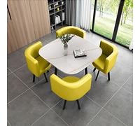 Ensemble table de salle à manger ronde en marbre 4 places avec 4 chaises, multifonction pour salon, balcon et bureau, café et salle à manger (couleur : )