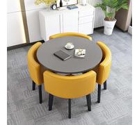 Ensemble table de salle à manger ronde moderne avec 4 chaises - Petit meuble de salle de conférence, table élégante de cuisine et de salon, 80 cm, design peu encombrant