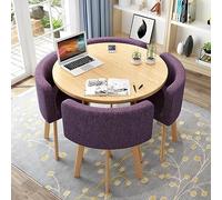 Ensemble table de salle à manger ronde moderne avec 4 chaises - Table compacte de 80 cm pour petit bureau, salle de conférence, cuisine et salon - Meubles élégants pour salle à manger et décoration de