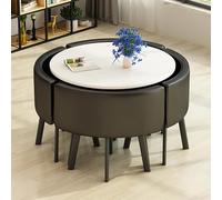 Ensemble table de salle à manger ronde moderne pour 4 personnes - Table et chaises élégantes en bois noir - Parfait pour les petites salles à manger, les appartements ou les espaces de bureau - Design