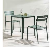 Ensemble table de terrasse 70cm et 2 chaises vert foncé - Oviala Almada