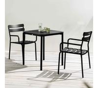 Ensemble table de terrasse 70cm et 2 fauteuils noir - Oviala Almada