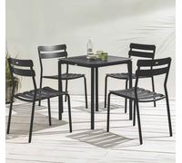 Ensemble table de terrasse 70cm et 4 chaises noir - Oviala Almada