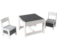 Ensemble table double face pour enfants avec tableau noir et 2 chaises Ginger Home - Blanc-gris