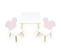 ARDITEX - Ensemble Table et 2 Chaises en Bois pour Enfants Licence Officielle Minnie Mouse - Table 50x50x44 cm/Chaise 26,5x26,5x50 cm - Rose et Blanc - Idéal pour Jouer et Dessiner