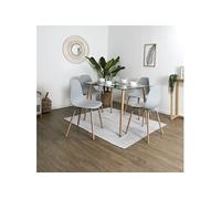 Ensemble Table en Verre + 4 Chaises PP Gris - VERANA -