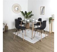 Ensemble Table en Verre + 4 Chaises PP Noir - VERANA -