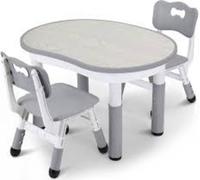 Ensemble table enfant réglable en hauteur avec 2 chaises - Table d'activités et de jeux - Plateau effaçable - Ergonomique - Pour enfants 2-10 ans - Gris clair