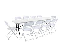 Ensemble table et 10 chaises pliantes de jardin - Oviala REKKEM