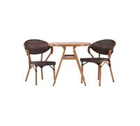 Abrantes set de jardin table, 2 chaises marron.