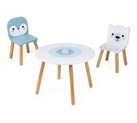 Janod Table en bois et 2 chaises - Ensemble de jeu pour enfants Polar