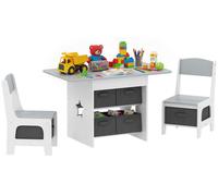 Ensemble table et 2 chaises enfant avec 6 tiroirs amovibles, pour fille gar?on 3-8 ans, gris