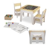 Ensemble Table et 2 Chaises Enfant Juskys Milou en Bois - Table de Jeu avec Rangement