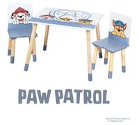 Ensemble Table et 2 Chaises Enfant Roba Pat'Patrouille, Bois Massif, Blanc Ciel Naturel, 60x50 cm Table, 18 Mois à 10 Ans