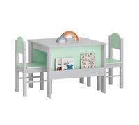 Ensemble Table et 2 Chaises Enfants KMB88-HG SoBuy - avec 2 étagères à Livres latérales, Gris Clair et Vert Clair