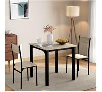 Ensemble Table et 2 Chaises Gain de Place - ELVMI - pour Cuisine et Balcon en Métal Naturel et Noir 70 × 70 × 75 cm