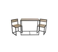 Ensemble Table et 2 Chaises Métal et Aspect Bois - OTALIA -