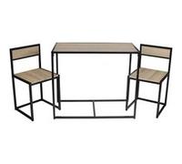 Ensemble Table et 2 Chaises Métal et Aspect Bois - OTALIA - ALTOBUY Marron G