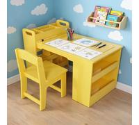 Ensemble Table Et 2 Chaises Pour Enfants 2-10 Ans, Bureau d’Activité | Polyvalent avec Dérouleur de Papier, Surface Imperméable, Rangements Latéraux, pour Chambre, Salle de Jeux, Garderie
