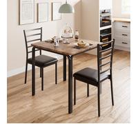 Ensemble Table et 2 Chaises - PROMIRACAL - Carré 74x74cm - Métal Noir - Compact et Élégant