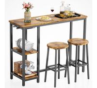 Ensemble Table et 2 Tabourets de Bar Hauts Bealife TB31 - Table Haute avec Tabourets Ronds - 120 x 40 x 91.5 cm (LxPxH)