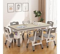 Ensemble Table et 6 chaises pour Enfants - Hauteur réglable - Plateau Anti-Graffiti - Pieds antidérapants - avec boîte de Rangement - Idéal Maternelle, Salle de Jeux, Maison - pour 2 à 10 Ans