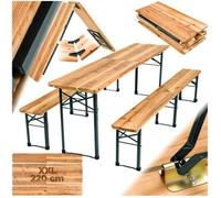 Table de jardin pliante RALF 220 x 50,5 x 77,5 cm avec bancs - marron