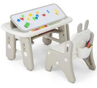 Ensemble Table et Chaise Bébé - DREAMADE - Plateaux Réversible - Tableau Magnétique Enfant -Réglable en Hauteur - 1-12Ans Gris