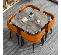 Ensemble table et chaise de bureau commercial pour 4 personnes, table de réception, club/négociation commerciale, petit combo, 80 cm carré-orange