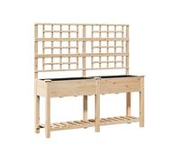Jardinière avec treillis et étagère 161x43x152 cm en bois massif de sapin