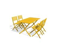 Ensemble table et chaise de jardin city garden aluminium jaune 4 personnes table rectangulaire 140.0 x 80 cm